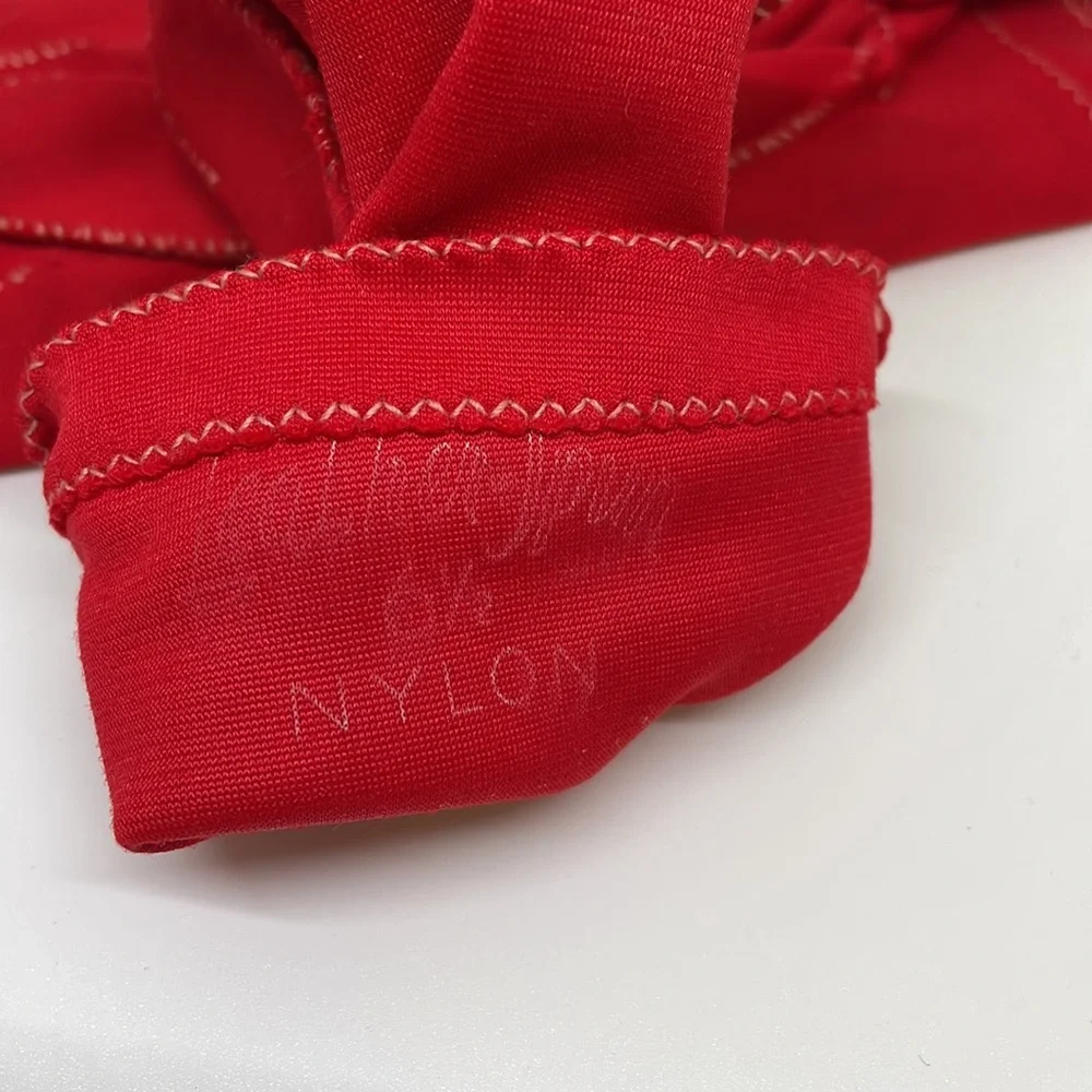 LEATHER SPUN NYLON GLOVES, red short 1950, VINTAGE, Size 6.5